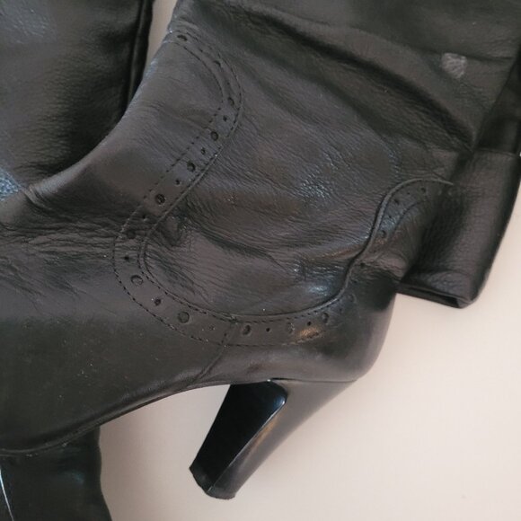Black leather "pirate" tall boots - Picture 4 of 5